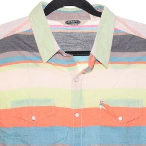 Salt Valley Large Blue Grey Orange  Shirt